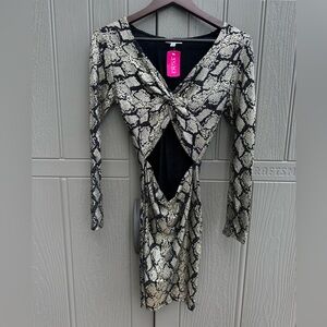 NWT Agaci Snakeskin Cutout Dress Size Medium